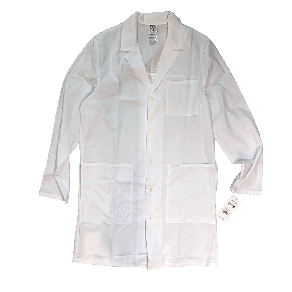 Cherokee Scrubs Men's 38" Lab Coat Style CK412 White Size M NWT